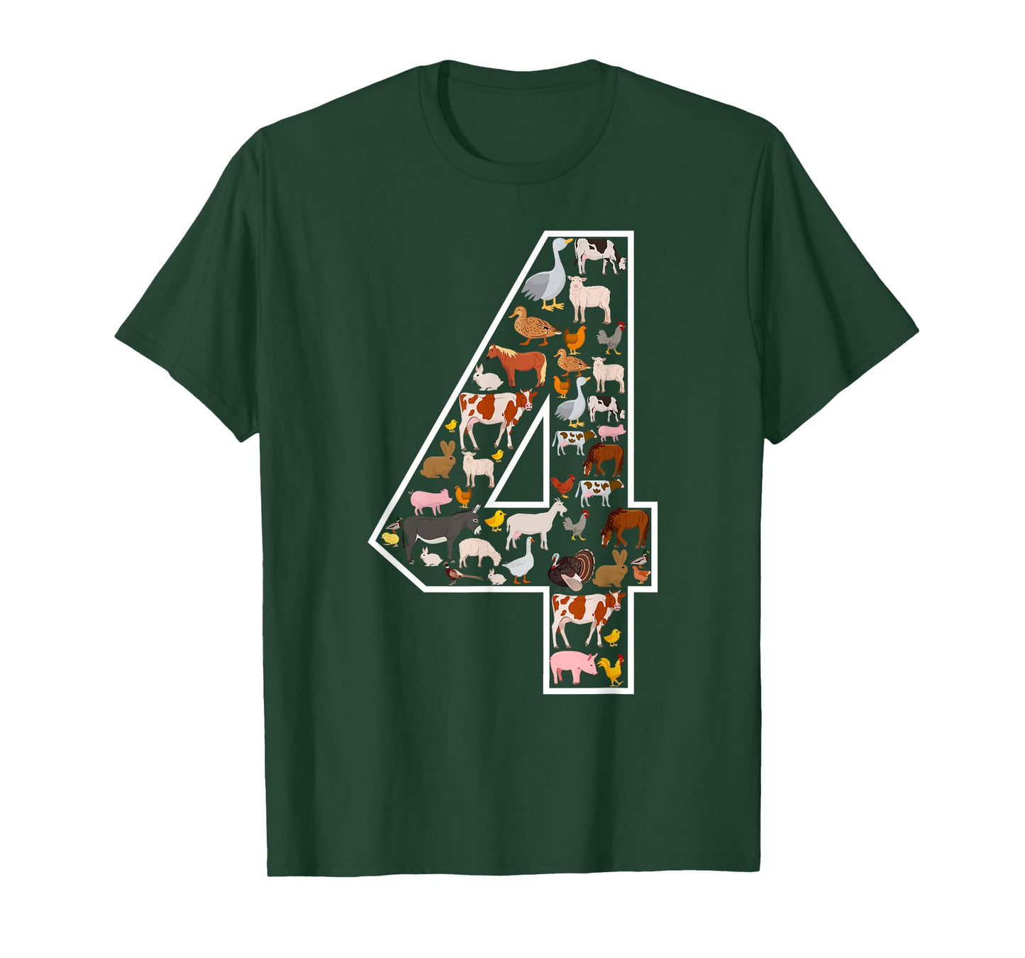 4th Birthday Farm Animals Themed Party 4 Year Old T-Shirt