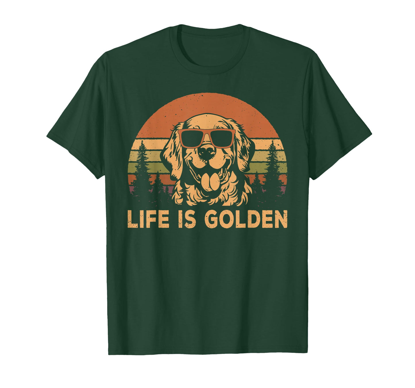 Vintage Golden Retriever Dog Life Is Golden Funny Dog T-Shirt