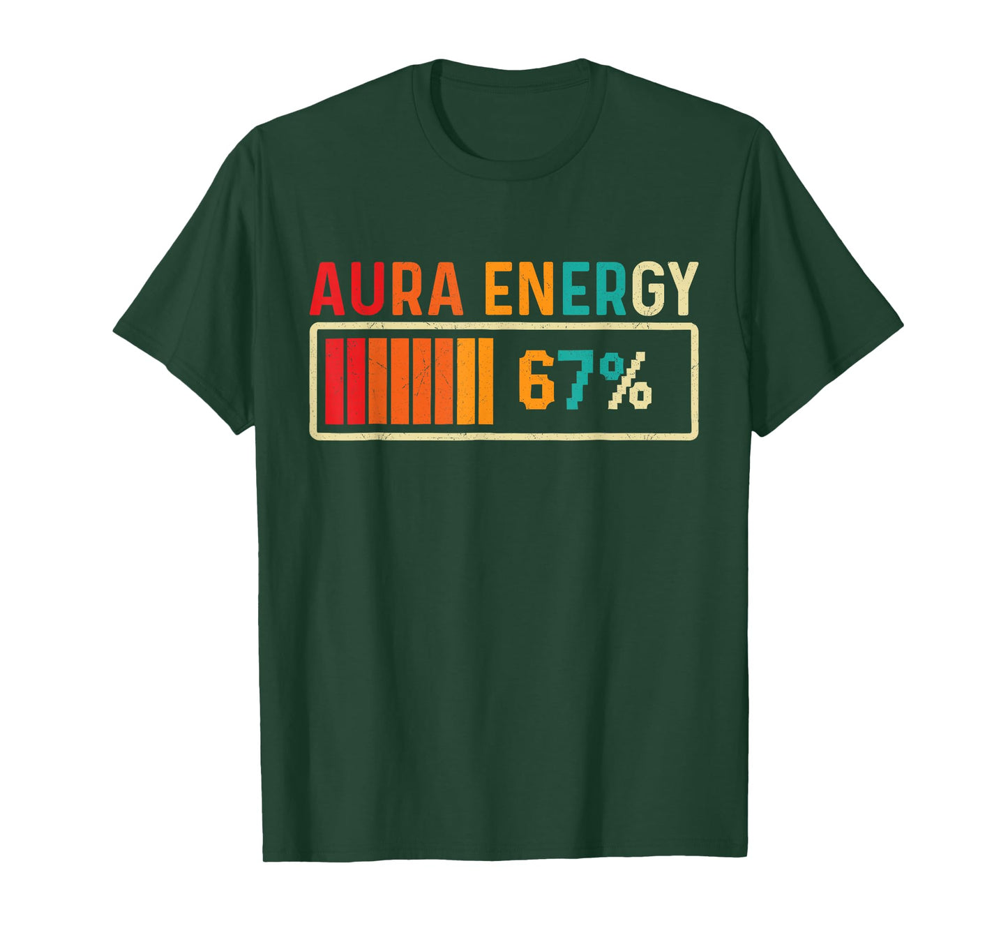 Aura Energy 67 Meme Funny Gen Alpha Slang Retro Vintage Men T-Shirt