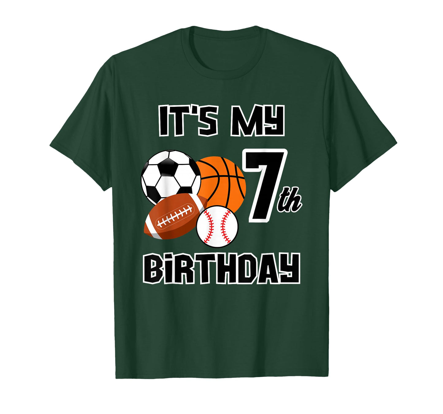 It's my 7th Birthday Soccer Basketball Baseball Football T-Shirt