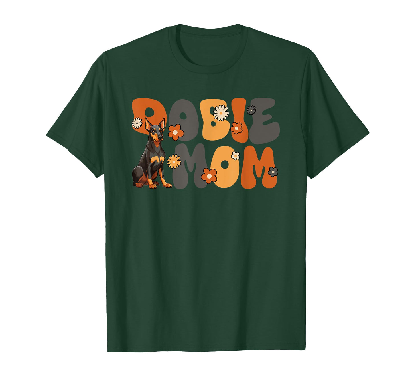 Doberman Pinscher Groovy World's Best Dobie Mom T-Shirt