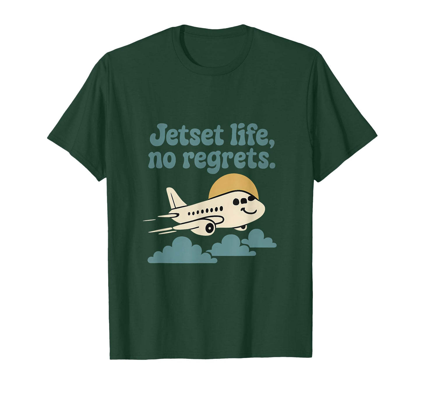 Jetset Life No Regrets Travel Adventure Graphic T-Shirt