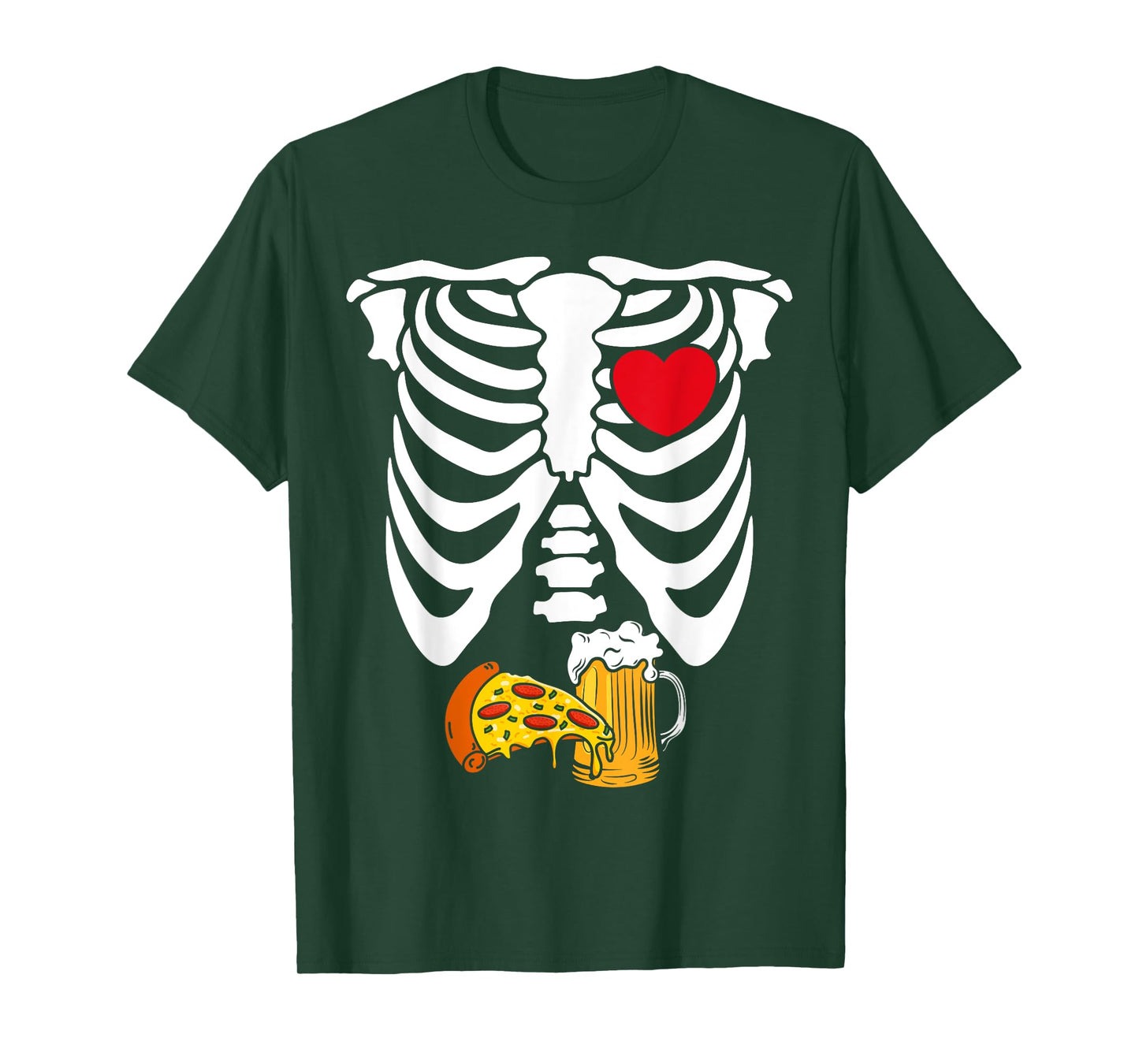 Pizza Heart Skeleton Rib Cage Halloween Costumes Men Women T-Shirt