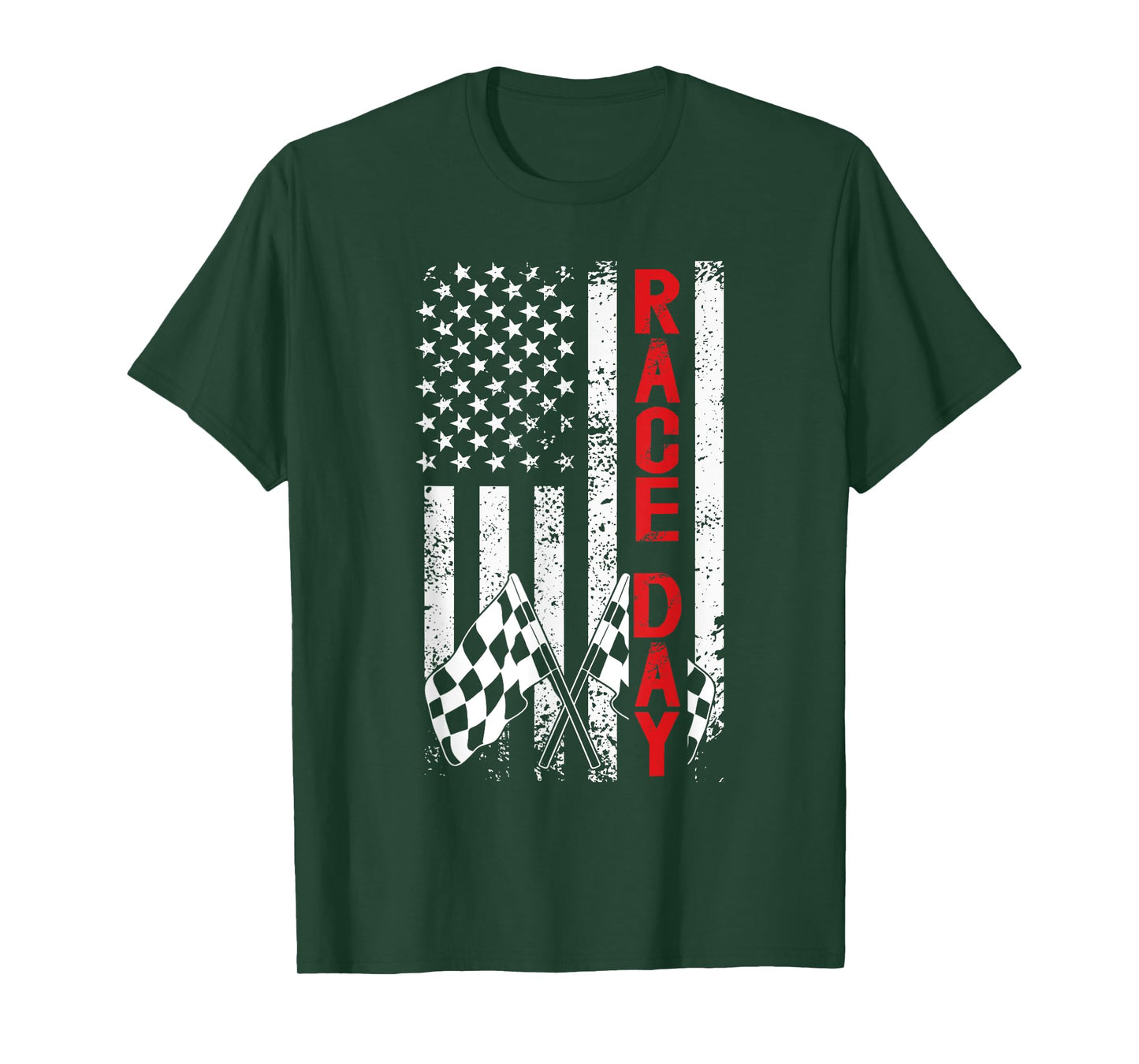 Race Day US Flag Checkered Flag Car Racing Day Race Days T-Shirt