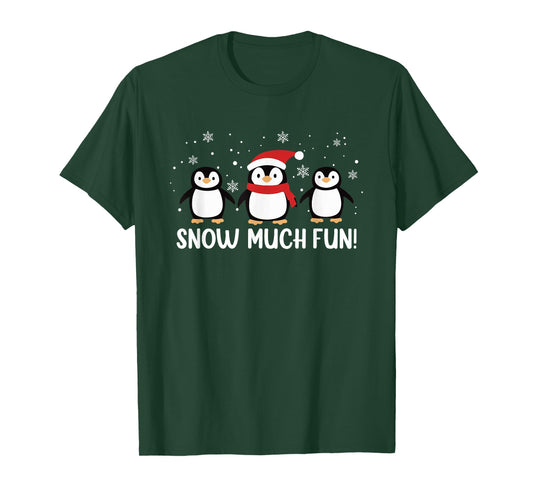 Funny Snow Much Fun Christmas Penguins T-Shirt