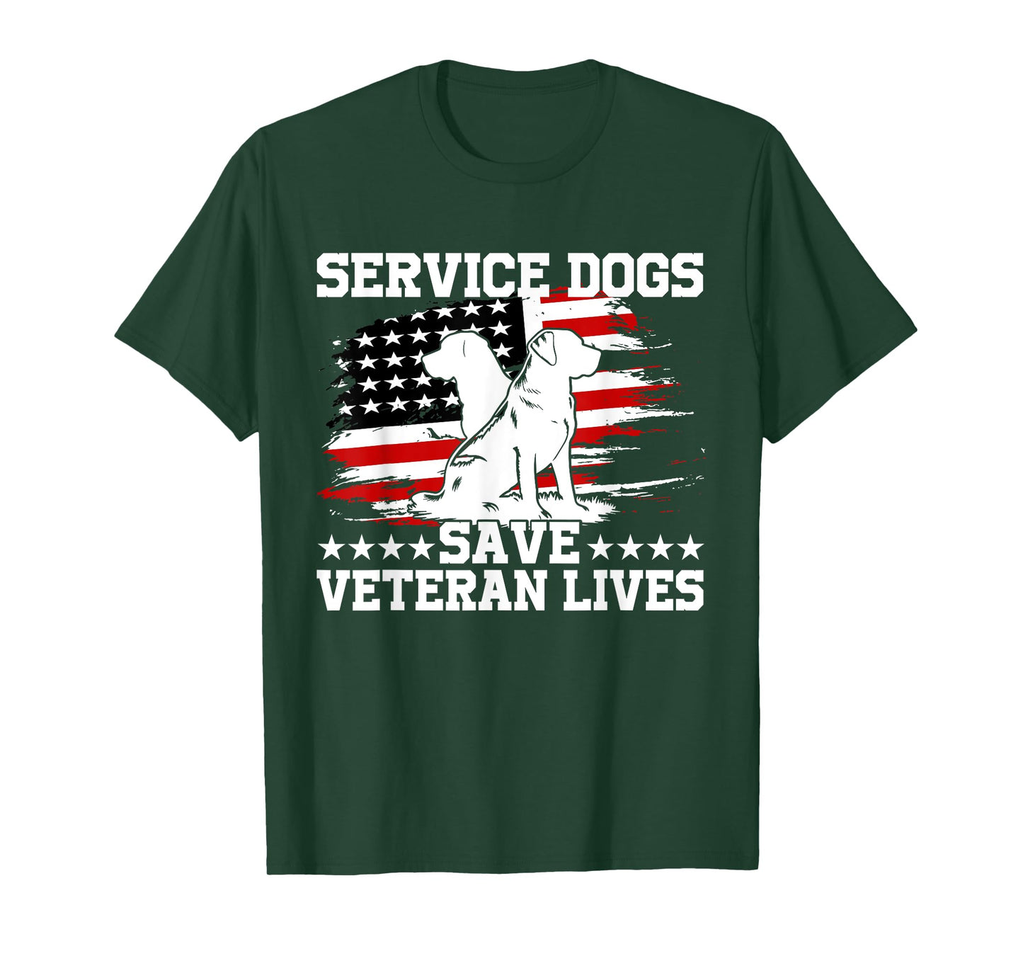 Service Dogs Save Veteran Lives American Flag Veterans Day T-Shirt