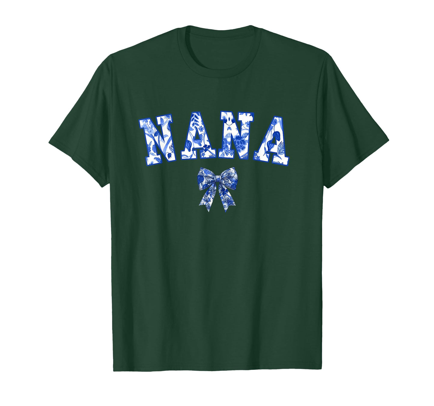 Nana Coquette Toile Blue Bow Floral Family Matching T-Shirt