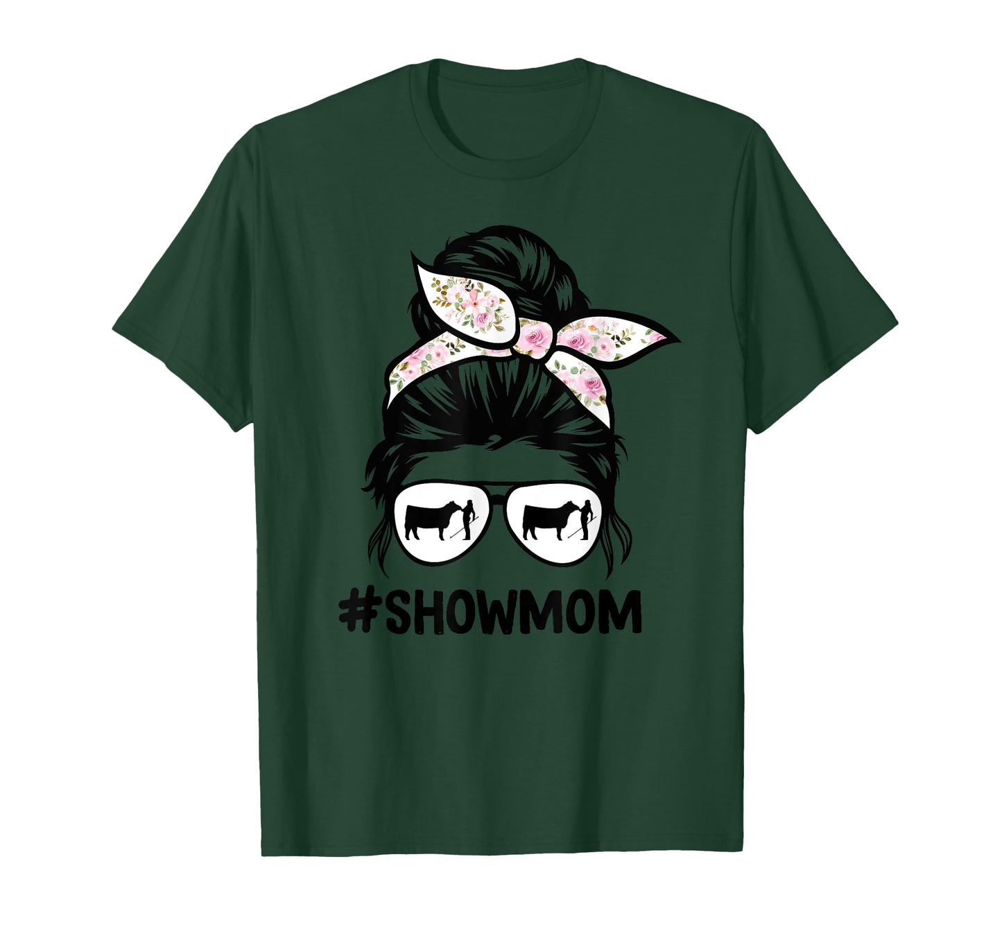 cattle show mom messy bun hair cow show mom T-Shirt