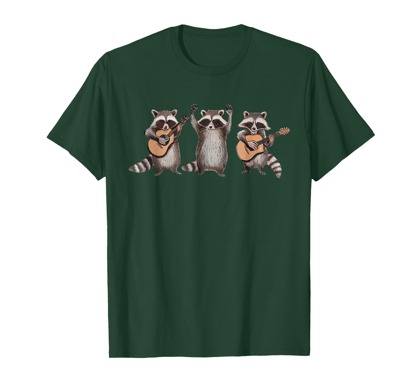 Raccoon Music Band Electric Acoustic Guitar Racoons T-Shirt