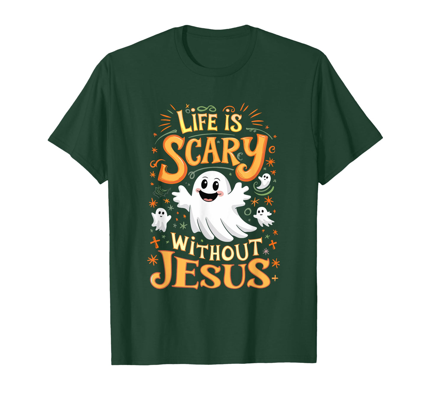 Life Is Scary Without Jesus Christian Halloween Funny T-Shirt