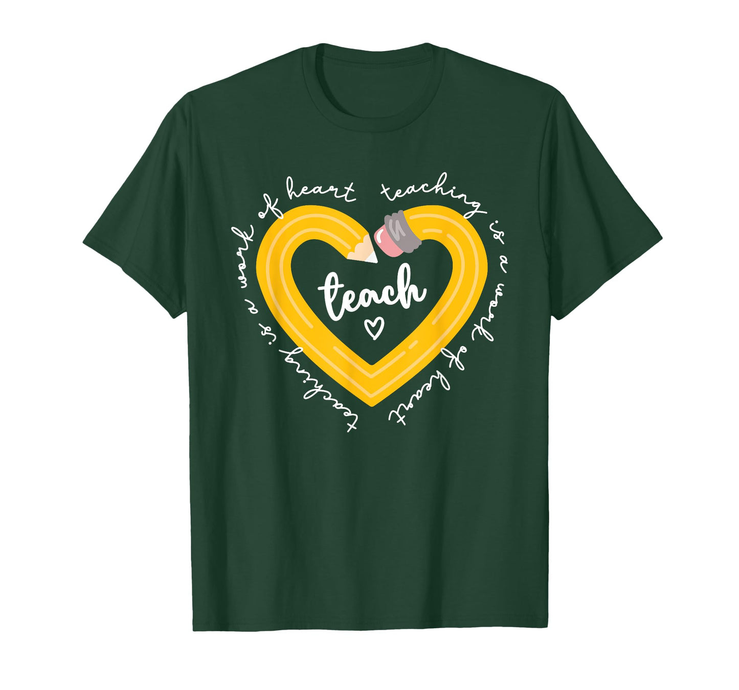Pencil Retro Teaching Is A Work Of Heart Funny Teacher Life T-Shirt