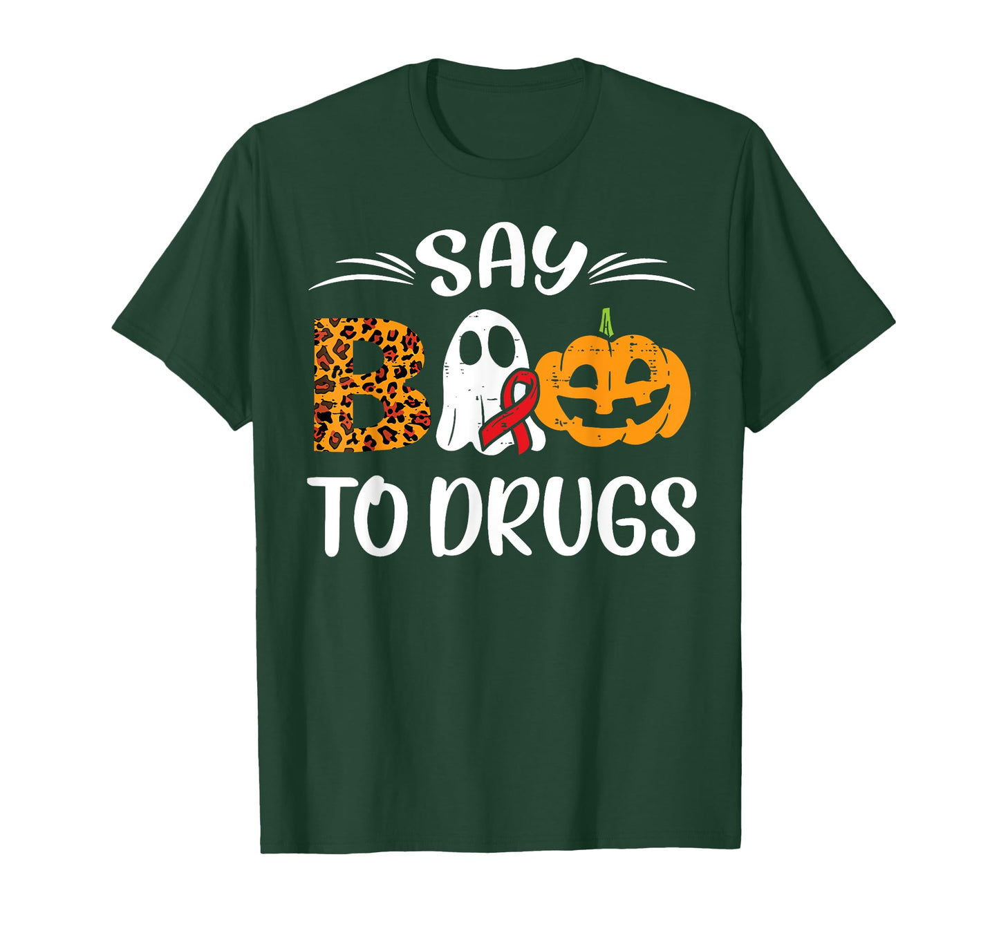 Say Boo To Drugs Ghost Halloween Drug Free Red Ribbon Week T-Shirt