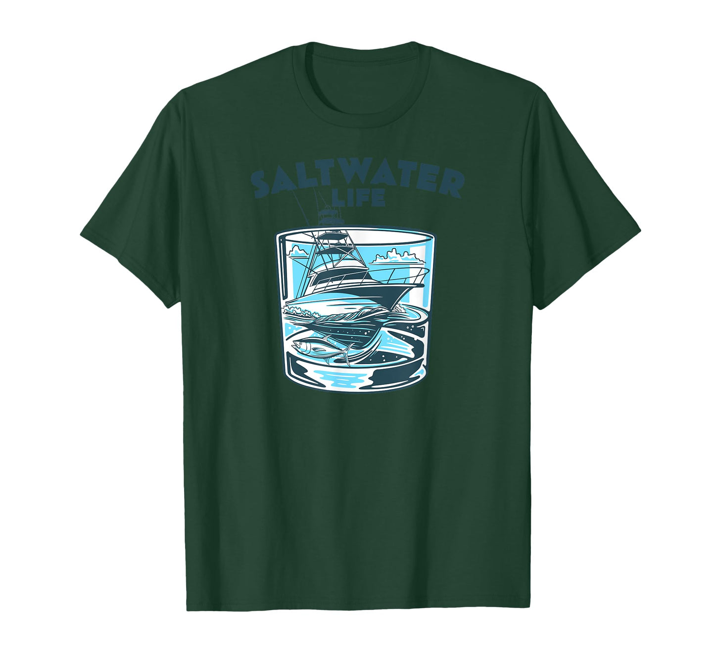 Saltwater Fishing Saltwater Life Glasses and Waves High Seas T-Shirt