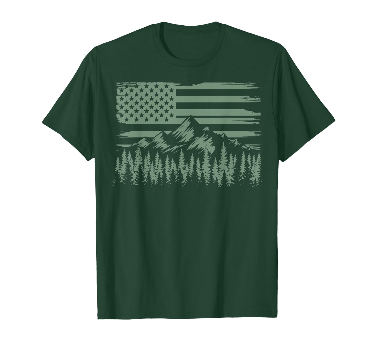 Nature Landscape USA Flag Outdoor Wildlife Hiking T-Shirt