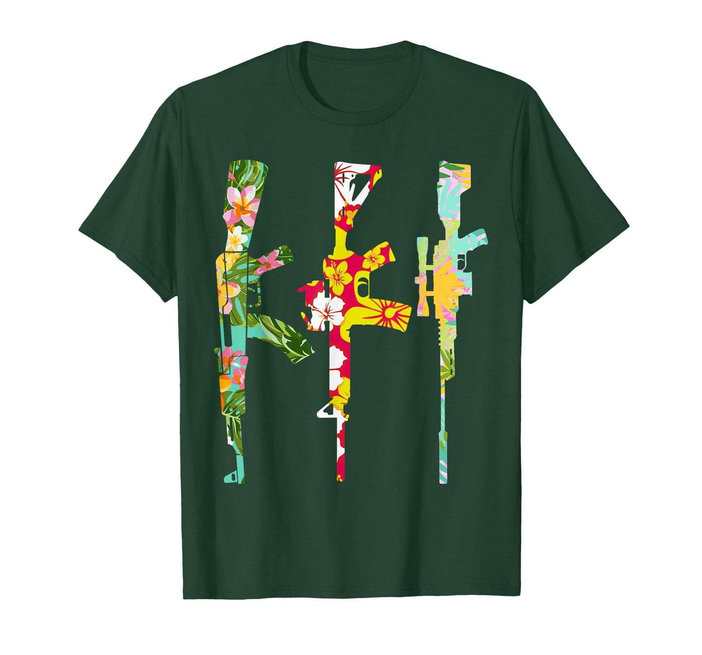 Tropical Gun Lover Firearm Beach Hawaiian Birthday AK AR 308 T-Shirt