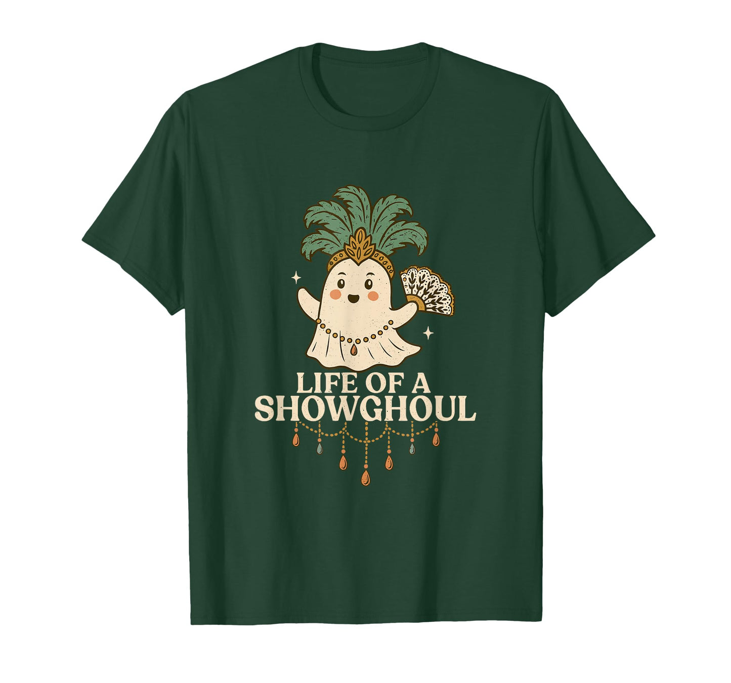Life of a Showghoul Cute Halloween Ghost Showgirl Fan Design T-Shirt