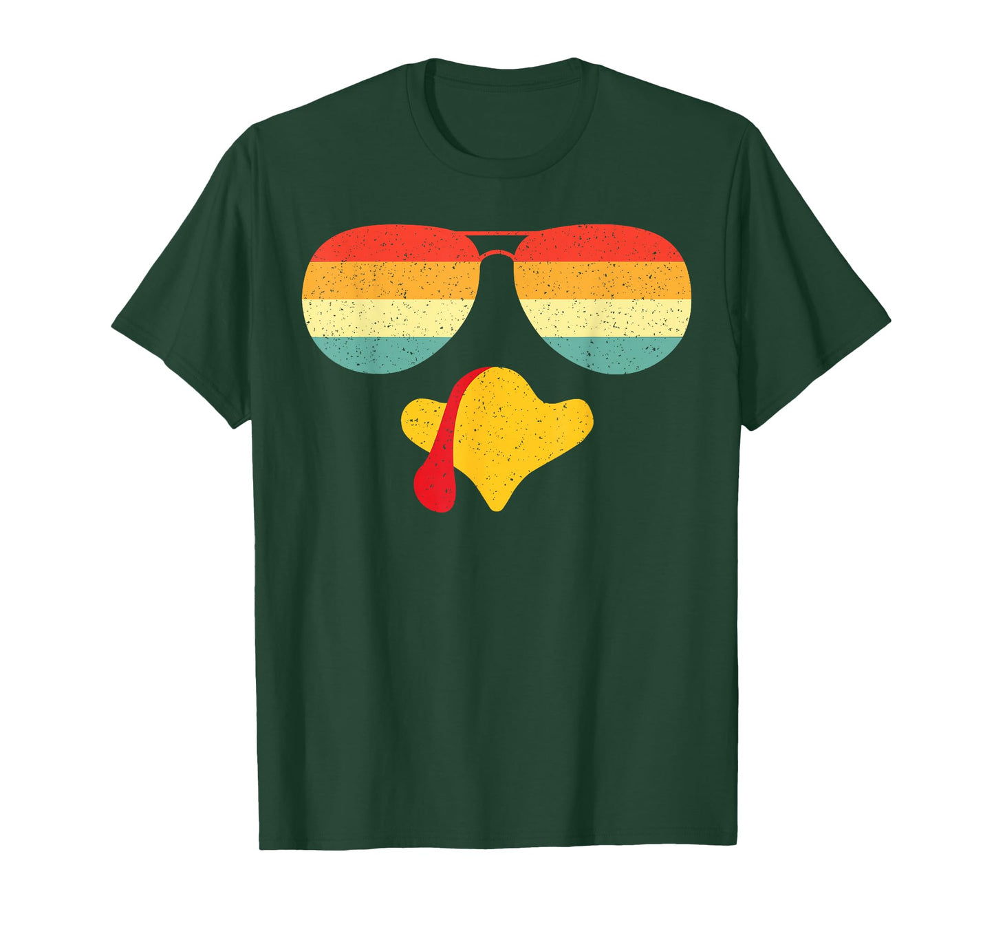 Retro Cool Turkey Face Aviator Sunglasses Funny Thanksgiving T-Shirt