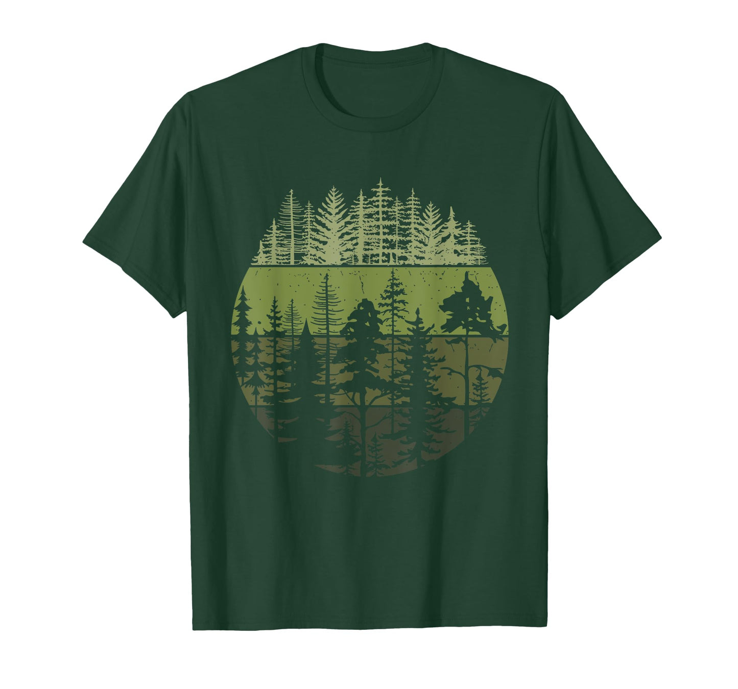 Wildlife Vintage Sunset Mountain Forest Trees Hiking Nature T-Shirt