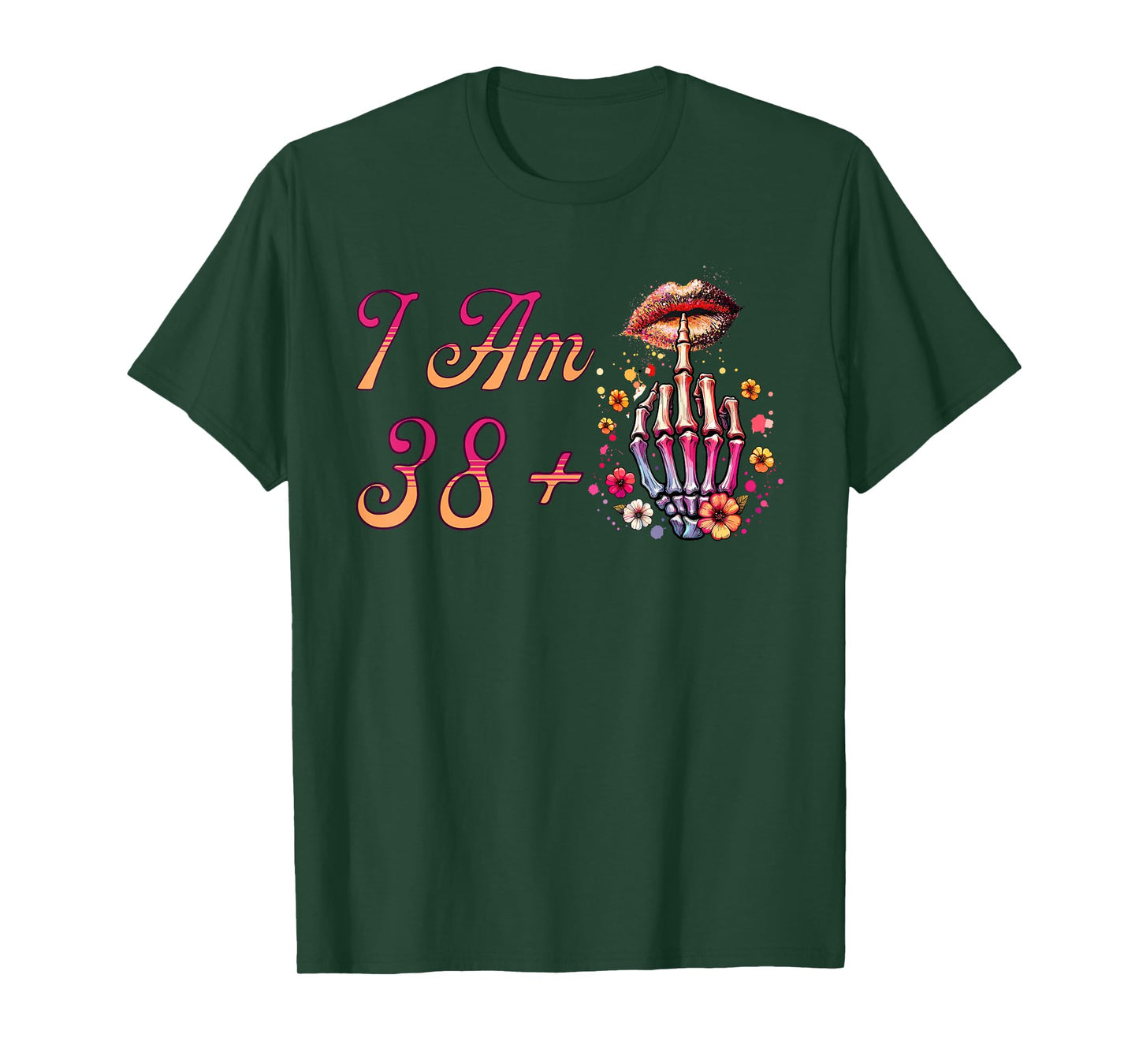 I Am 38 Plus 1 Middle Finger Skull Funny 39th Birthday Women T-Shirt