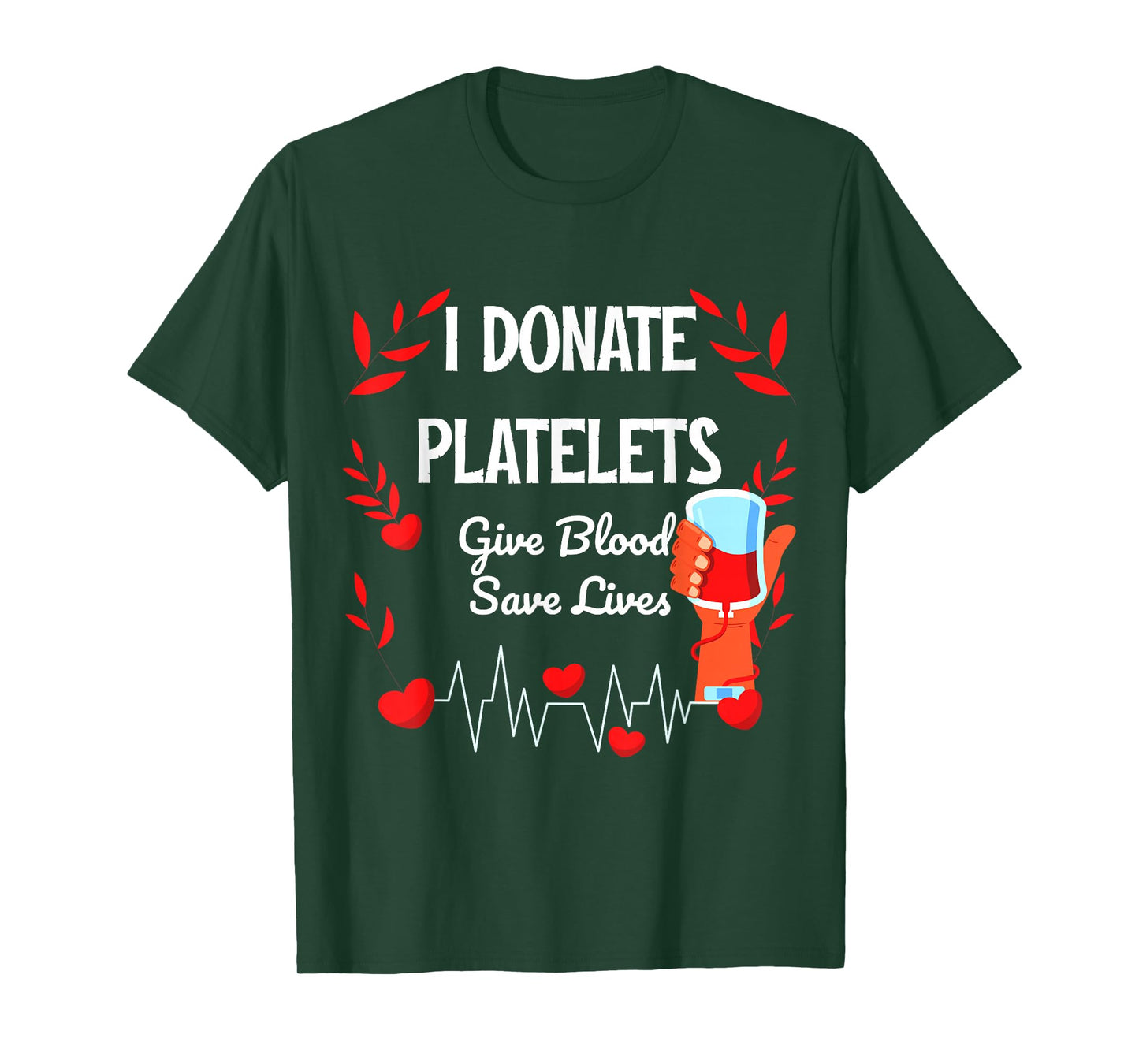 Give Blood To Save lives Motivation Platelets Blood Donation Awareness Unisex-Adults T-Shirt, Black, Small, Short Sleeve