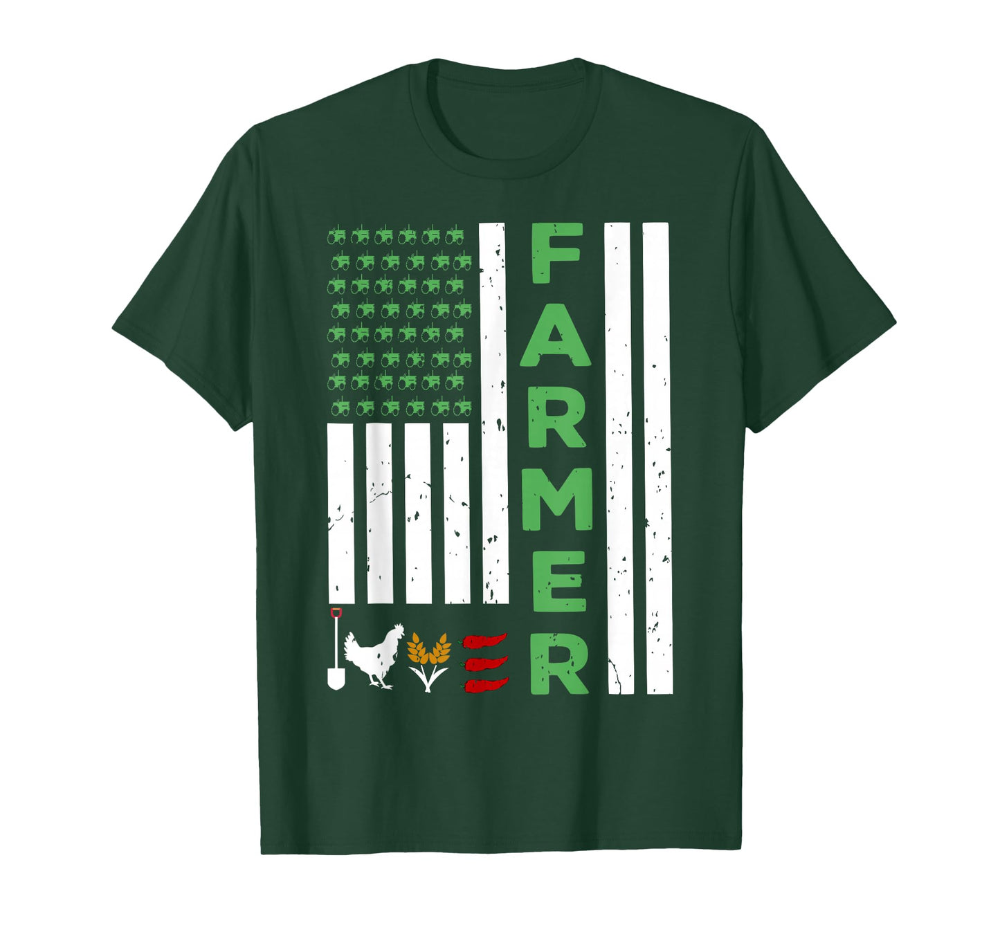 Tractor Farmer American Flag Agricultural Worker T-Shirt