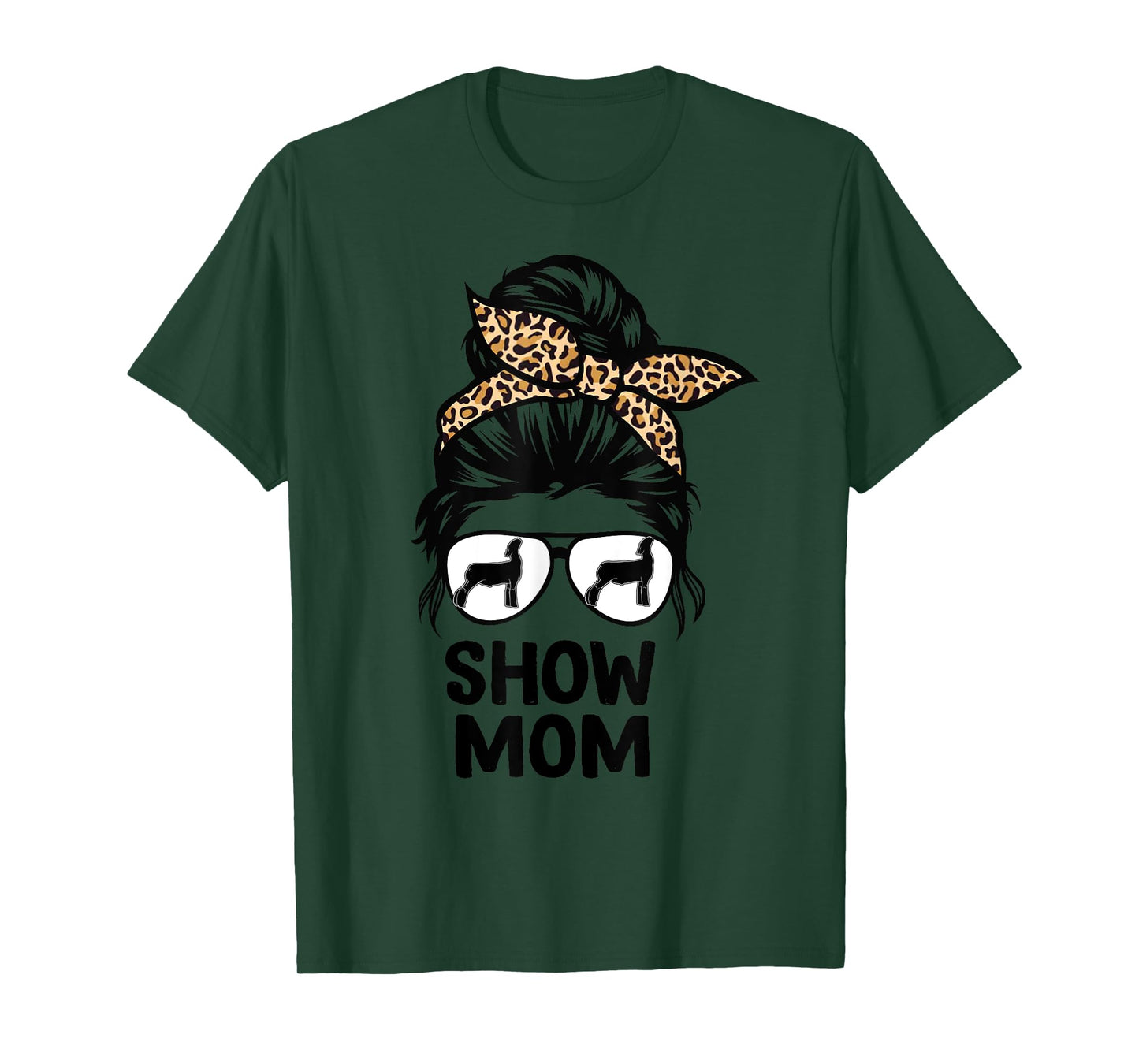 show lamb mom messy bun leopard, sheep show mama T-Shirt