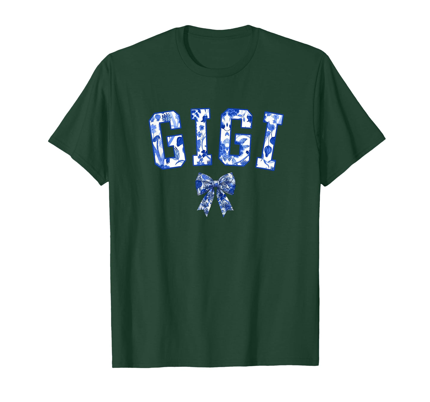 Gigi Coquette Toile Blue Bow Floral Family Matching T-Shirt