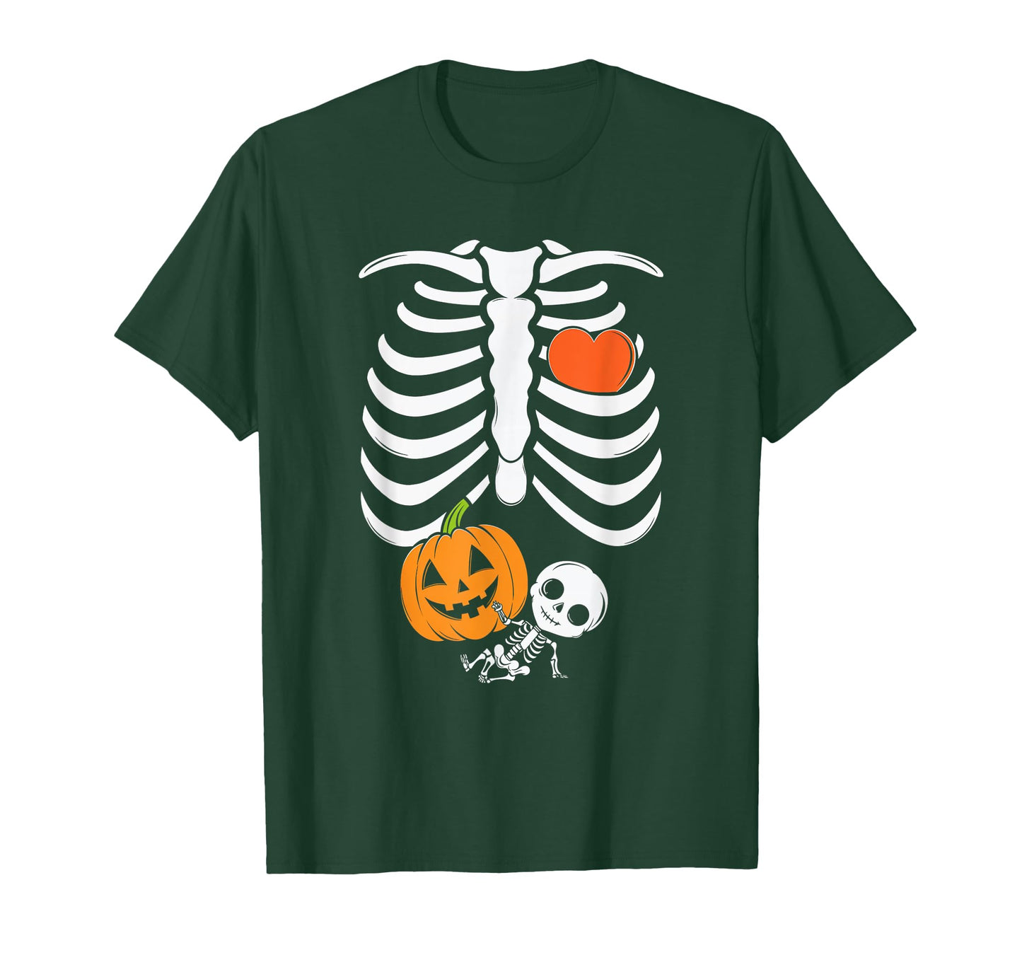 Pregnant Skeleton Mom Halloween Pregnancy Baby Announcement T-Shirt