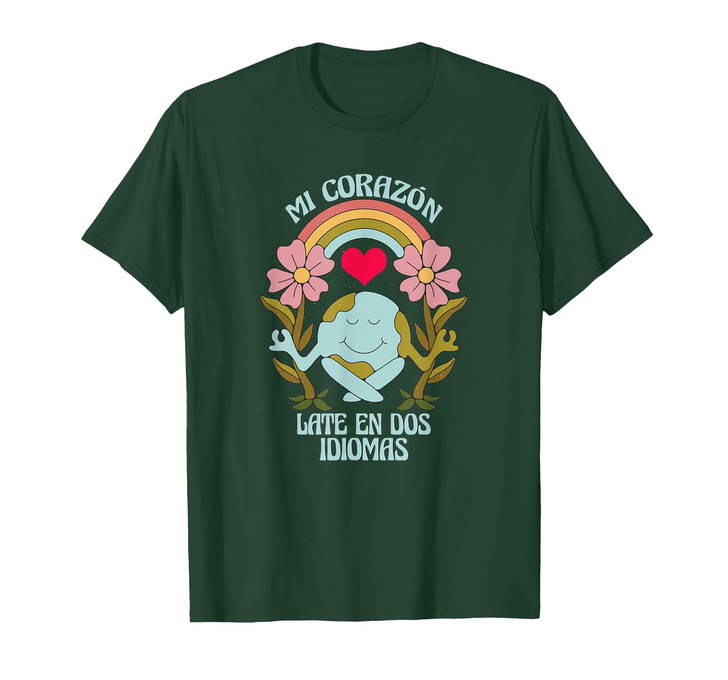 Mi Corazon Late en dos Idiomas Bilingual Teacher ESL T-Shirt