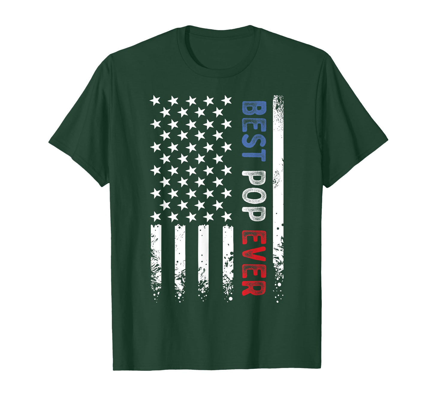 Father's Day Best Pop Ever American Flag Distressed T-Shirt