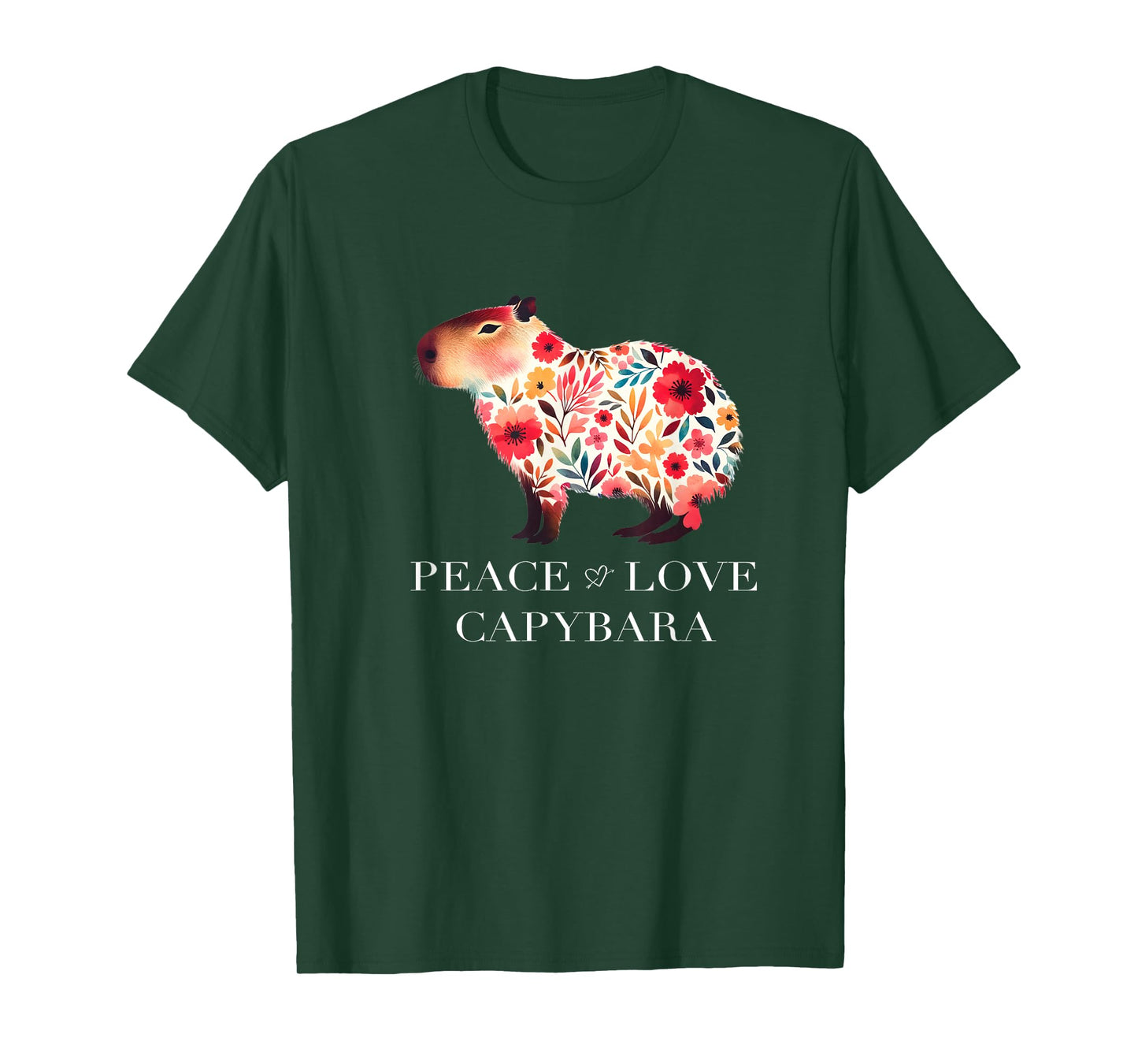 Capybara South American Rodent Floral Wildlife T-Shirt