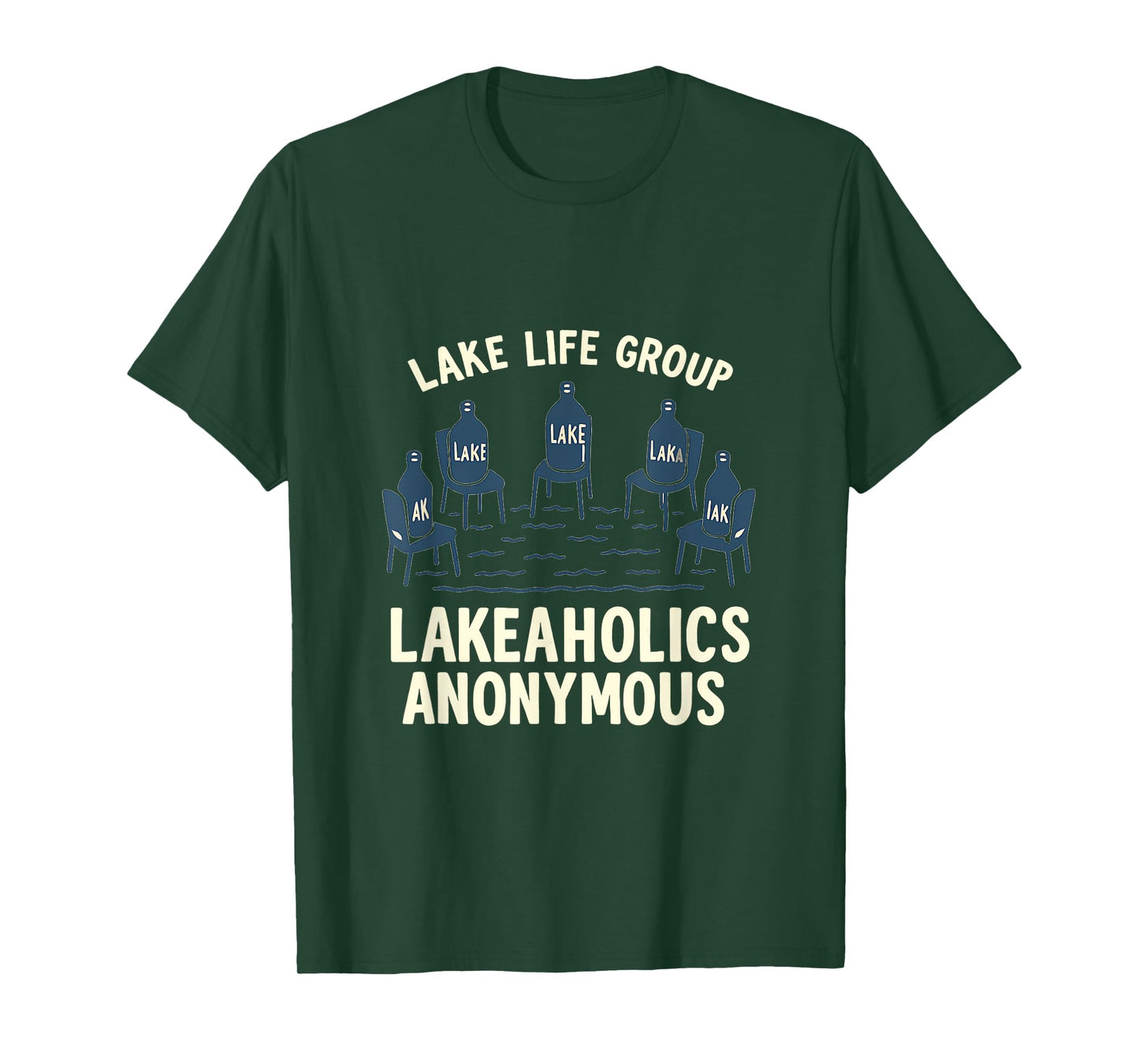 Lakeaholics Anonymous Lake Life Water Bottle Circle T-Shirt