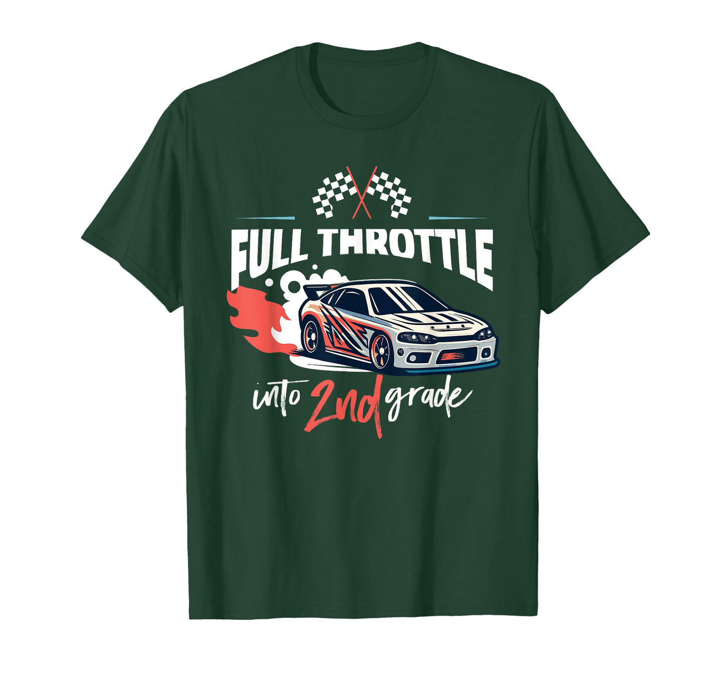 Full Throttle Into Second 2nd Grade Race Car Back to School T-Shirt