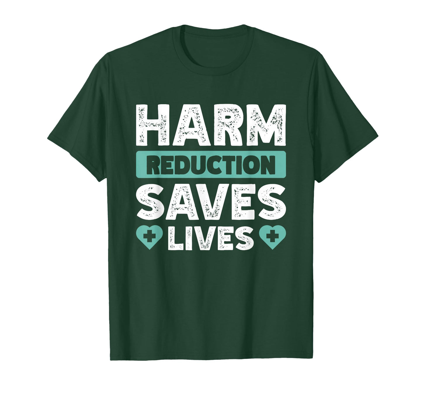 Addiction Recovery Harm Reduction Healthcare Unisex-Adults Black Small Harm Reduction Saves Lives T-Shirt
