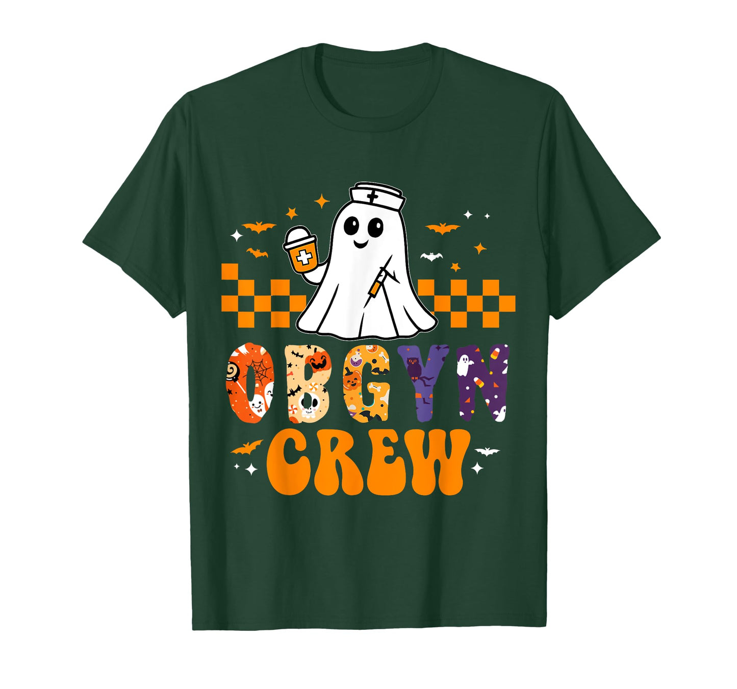 Halloween OBGYN Crew Funny Boo Ghost Nurse Nursing Scrub T-Shirt