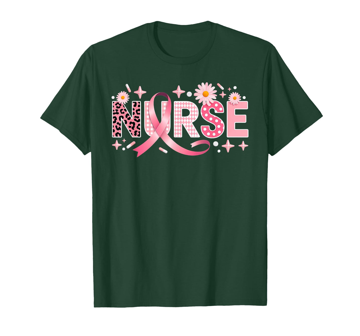 Pink Ribbon Stethoscope Nurse Life Breast Cancer Awareness T-Shirt