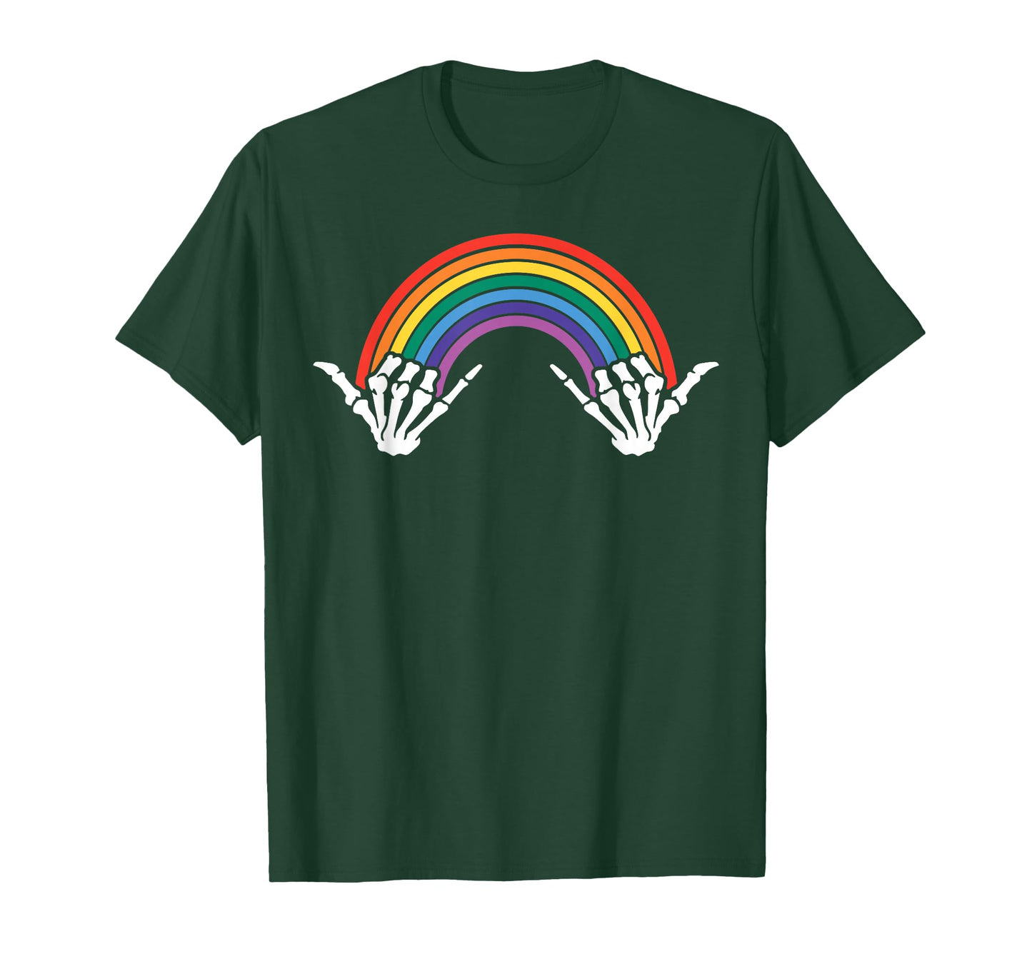 Gothic Rainbow Pride Skeleton Hands Halloween Bones LGBTQ T-Shirt