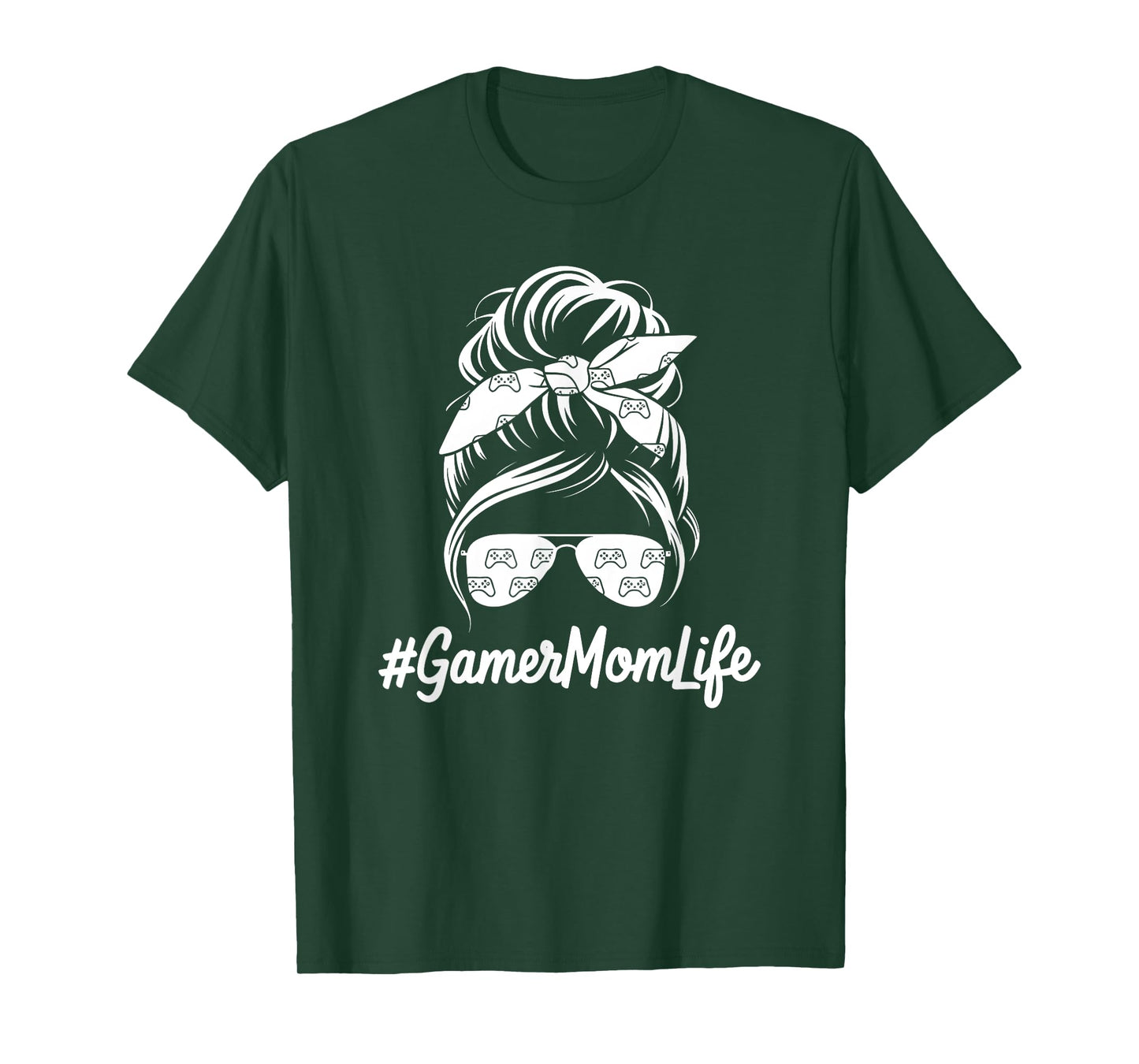 Gamer Mom Life Mothers Day Video Game Controller Messy Bun T-Shirt