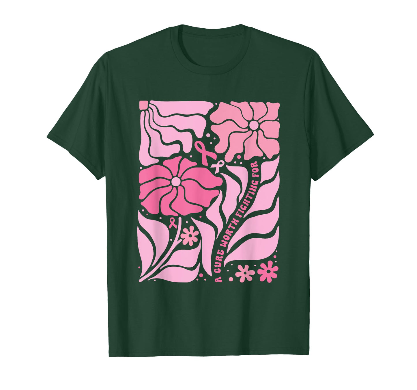 A Cure Worth Fighting for Breast Cancer Awareness Floral T-Shirt