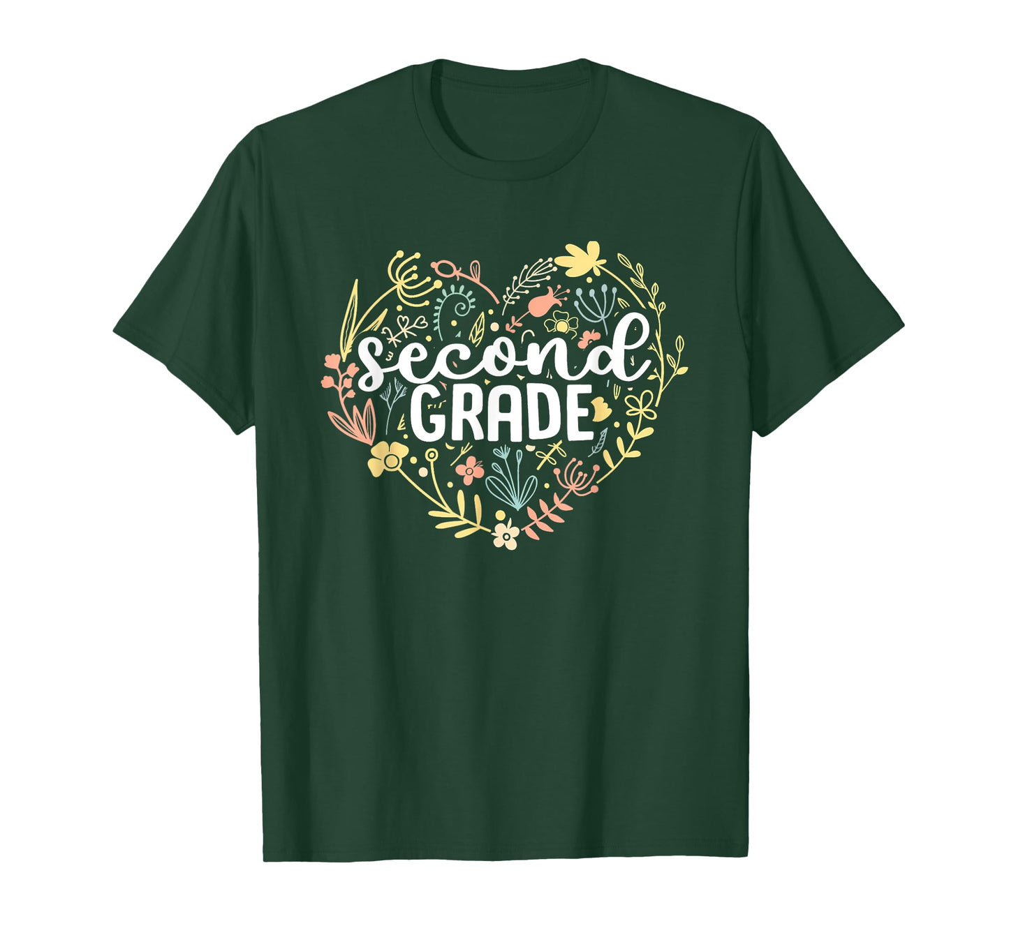2nd Second Grade Floral Heart Back To School Teacher Girls T-Shirt