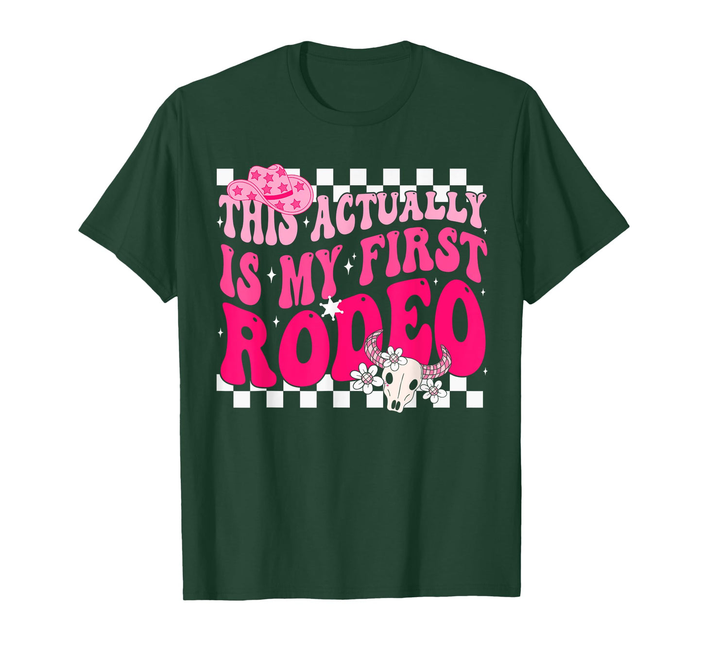 This Actually Is My First Rodeo Funny Cowgirl Groovy Western T-Shirt