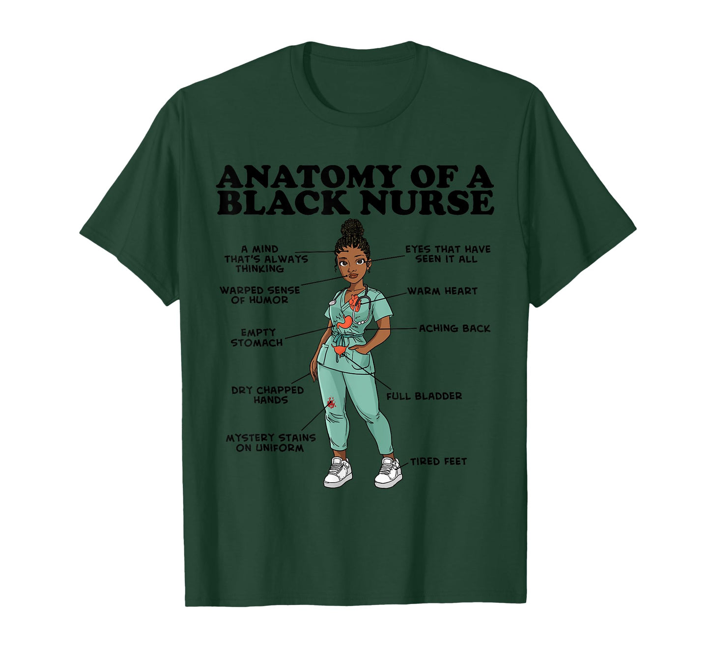 Anatomy of a Black Nurse T-Shirt