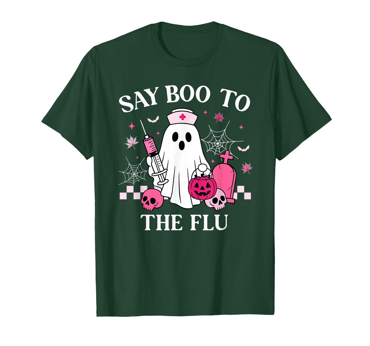Say Boo to The Flu Funny Nurse Ghost Halloween Vaccine T-Shirt