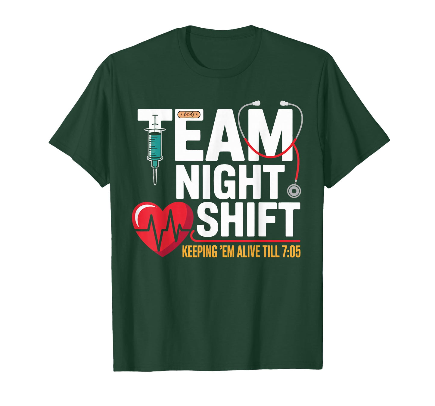 Night Shift Nurse Life RN CNA LPN Love Heartbeat Gifts Women T-Shirt