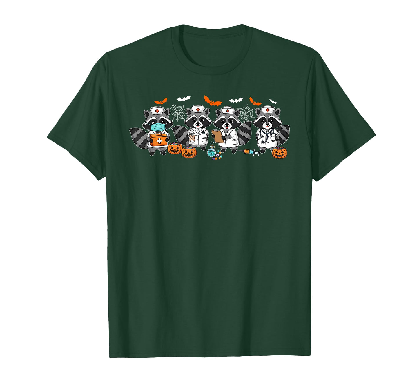 Halloween Raccoon Nurse Feral Spooky Nursing Scrub T-Shirt