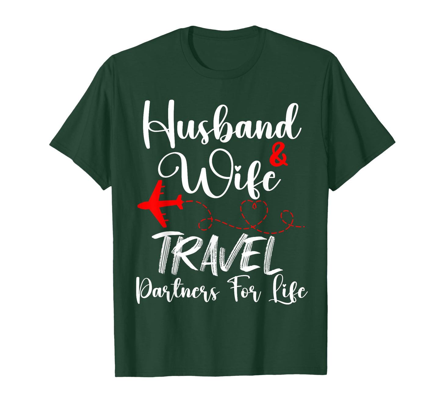 Husband And Wife Travel Partners For Life Funny Couple T-Shirt, Small