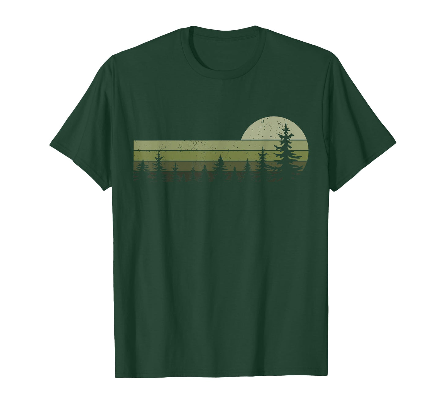 Wildlife Vintage Sunset Mountain Forest Trees Hiking Nature T-Shirt