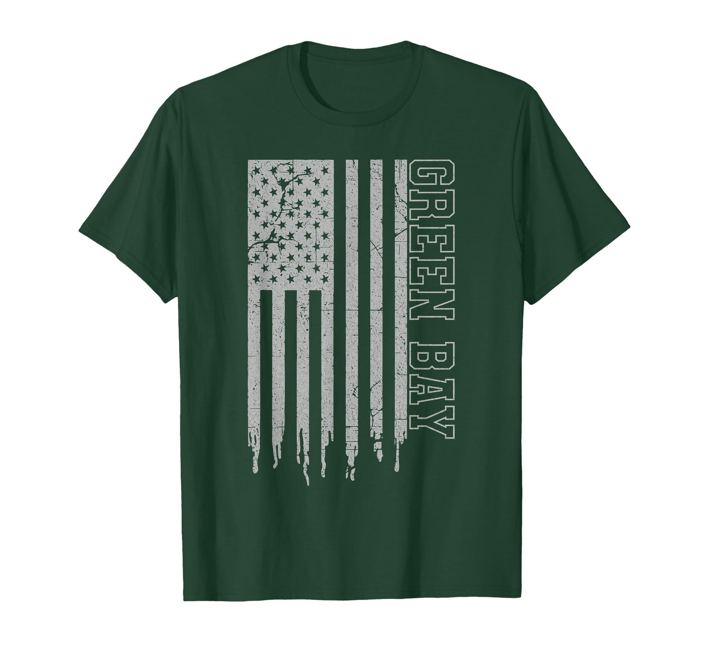 Vintage Green Bay Patriotic USA Flag Pride Iconic Green Bay T-Shirt