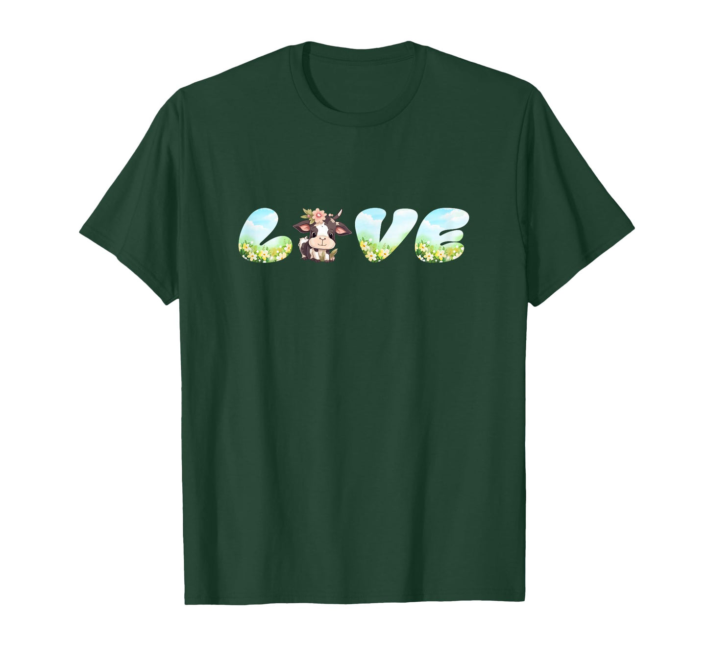 Love Cow Graphic with Cute Farm Animal Illustration T-Shirt