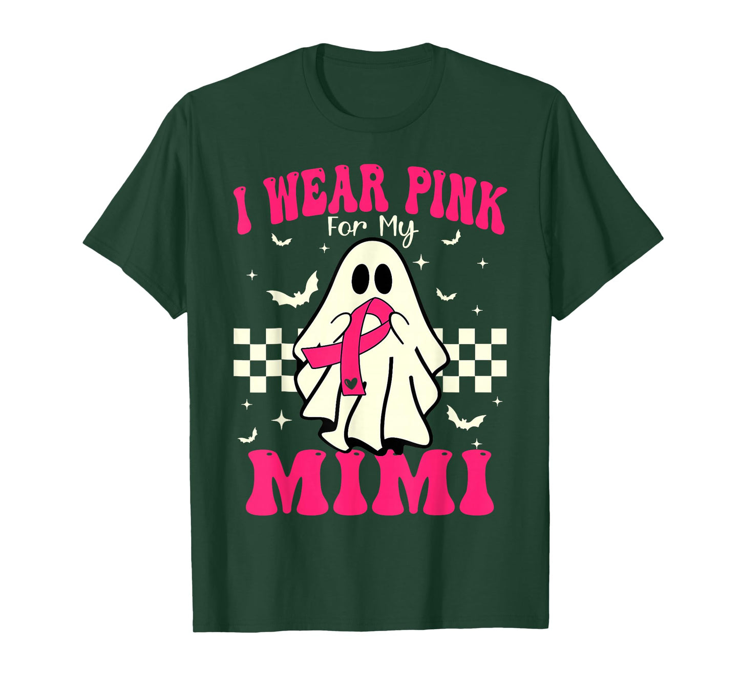 I Wear Pink for My Mimi Ghost Halloween Breast Cancer T-Shirt